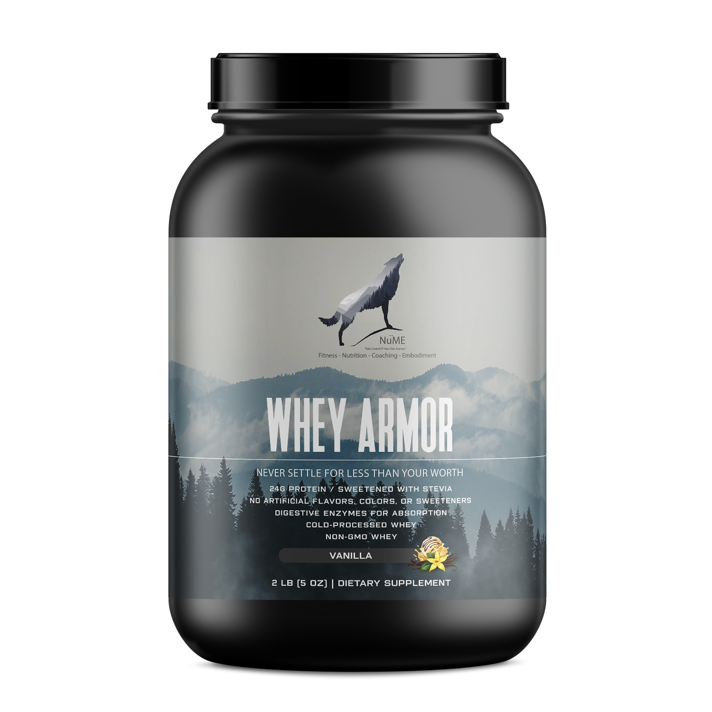 2lb Whey Armor Natural Protein Vanilla w/Stevia & Natural Flavor Non - GMO